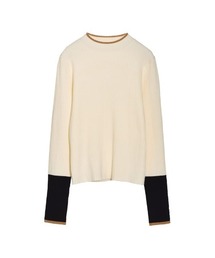 [2023A/W COLLECTION]プチハイネック配色デザインリブニットトップス