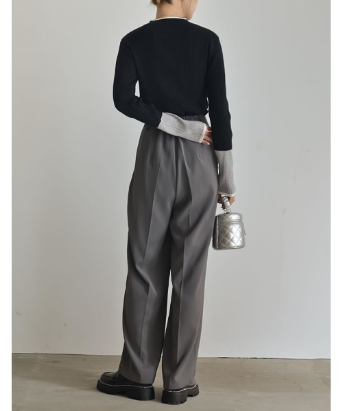 Re:EDIT（リエディ）の「[2023A/W COLLECTION]プチハイネック配色デザインリブニットトップス（ニット/セーター・レディース・アイボリー/ブラック/ネイビー/グレー/キャメル/ブラウン・MEDIUM/LARGE）」の17枚目の写真