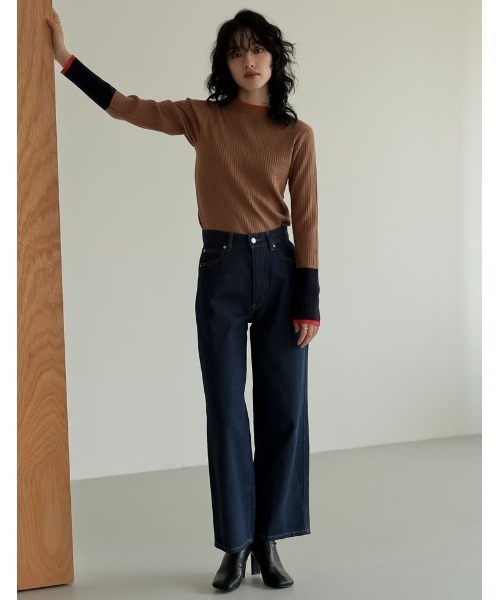 Re:EDIT（リエディ）の「[2023A/W COLLECTION]プチハイネック配色デザインリブニットトップス（ニット/セーター・レディース・アイボリー/ブラック/ネイビー/グレー/キャメル/ブラウン・MEDIUM/LARGE）」の21枚目の写真