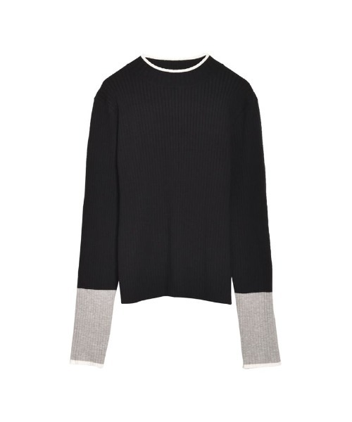 Re:EDIT（リエディ）の「[2023A/W COLLECTION]プチハイネック配色デザインリブニットトップス（ニット/セーター・レディース・アイボリー/ブラック/ネイビー/グレー/キャメル/ブラウン・MEDIUM/LARGE）」の7枚目の写真