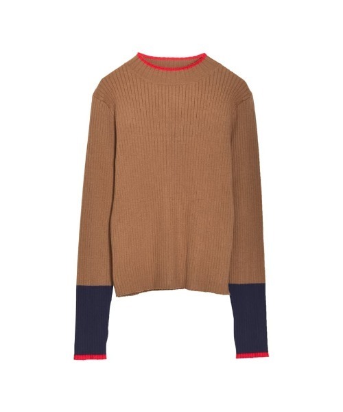 Re:EDIT（リエディ）の「[2023A/W COLLECTION]プチハイネック配色デザインリブニットトップス（ニット/セーター・レディース・アイボリー/ブラック/ネイビー/グレー/キャメル/ブラウン・MEDIUM/LARGE）」の8枚目の写真