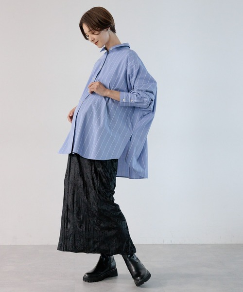 LEPSIM(レプシィム)の「【産前・産後対応】マタニティ/ベロアナロースカート 975467(マタニティウェア/グッズ・レディース・ブラック/ベージュ系その他・FREE)」の3枚目の写真