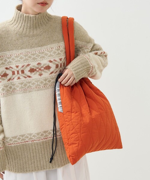 WEEKEND(ER)（ウィークエンダー）の「WEEKEND(ER)×FREAK'S STORE/ウィークエンダー×フリークスストア 別注 ナイロン キルト トートバッグ（トートバッグ・レディース・ベージュ/オレンジ/ライム/ブラック・ONE SIZE）」の21枚目の写真