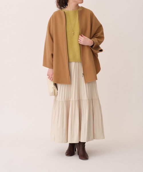 BEARDSLEY(ビアズリー)の「ウールポンチョコート(ノーカラージャケット・レディース・キャメル/ネイビー・FREE)」の20枚目の写真