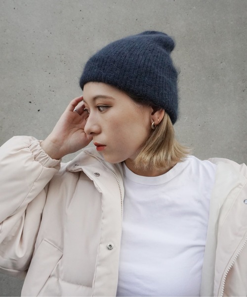 Jelly moo(ジェリームー)の「【 Jelly moo / ジェリームー 】 アンゴラ混 シャギー ニットキャップ / ビーニー(ニットキャップ/ビーニー・レディース・ブラック/グリーン/グレー/ピンク/ネイビー/ベージュ/ライトグレー/ブラウン/チャコールグレー/ホワイト・FREE)」の11枚目の写真