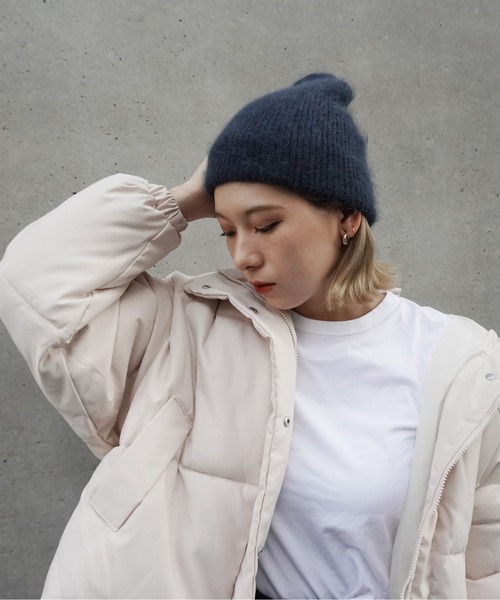 Jelly moo(ジェリームー)の「【 Jelly moo / ジェリームー 】 アンゴラ混 シャギー ニットキャップ / ビーニー(ニットキャップ/ビーニー・レディース・ブラック/グリーン/グレー/ピンク/ネイビー/ベージュ/ライトグレー/ブラウン/チャコールグレー/ホワイト・FREE)」の12枚目の写真