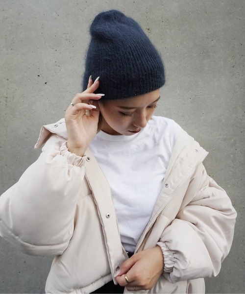 Jelly moo(ジェリームー)の「【 Jelly moo / ジェリームー 】 アンゴラ混 シャギー ニットキャップ / ビーニー(ニットキャップ/ビーニー・レディース・ブラック/グリーン/グレー/ピンク/ネイビー/ベージュ/ライトグレー/ブラウン/チャコールグレー/ホワイト・FREE)」の16枚目の写真