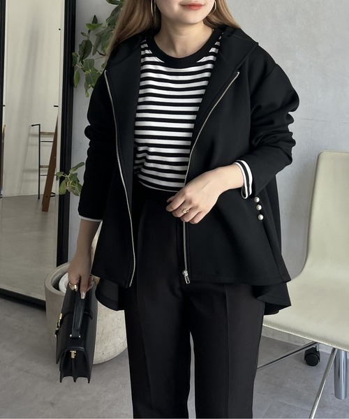 prose verse（プロズヴェール）の「バックフレアポケットパールZIPパーカー（その他アウター・レディース・ブラック・MEDIUM）」の2枚目の写真