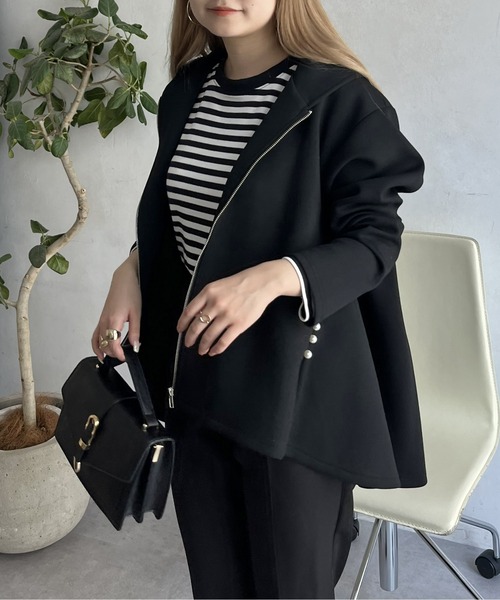 prose verse（プロズヴェール）の「バックフレアポケットパールZIPパーカー（その他アウター・レディース・ブラック・MEDIUM）」の8枚目の写真