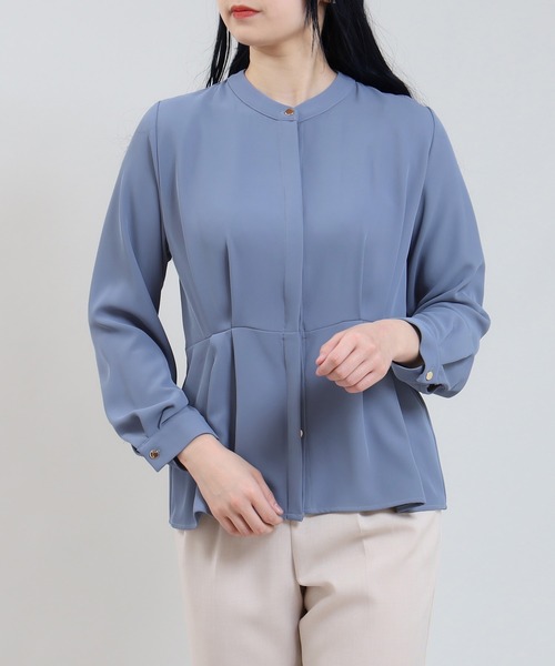 TRUDEA(トルディア)の「ペプラムブラウス(シャツ/ブラウス・レディース・ダークグリーン/グレイッシュベージュ/モカ/チャコールグレー/グレイッシュブルー/グリーン・LARGE/MEDIUM)」の6枚目の写真