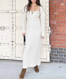 esutoreja | カーディガンロングニットワンピース(ワンピース)