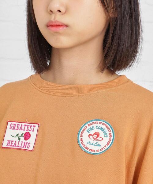 PINK-latte（ピンクラテ）の「◆ワッペンデザイン裏毛プルオーバー（スウェット・キッズ・チャコールグレー/ライトグレー/カーキ/ダークオレンジ・16/15 /14）」の8枚目の写真