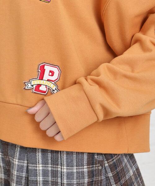 PINK-latte（ピンクラテ）の「◆ワッペンデザイン裏毛プルオーバー（スウェット・キッズ・チャコールグレー/ライトグレー/カーキ/ダークオレンジ・16/15 /14）」の9枚目の写真