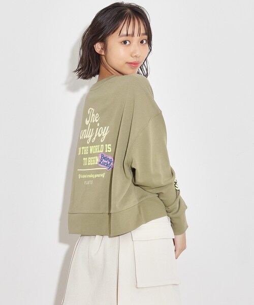 PINK-latte（ピンクラテ）の「◆ワッペンデザイン裏毛プルオーバー（スウェット・キッズ・チャコールグレー/ライトグレー/カーキ/ダークオレンジ・16/15 /14）」の19枚目の写真