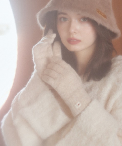 pomiii（ポミー）の「ニット手袋（手袋・レディース・アイボリー/ベージュ・FREE）」の2枚目の写真