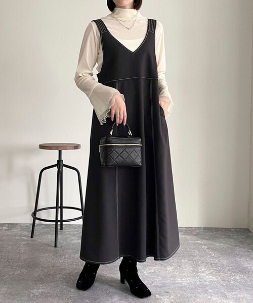 fredy emue（フレディエミュ）の「シアーベロア袖チュールプルオーバー（Tシャツ/カットソー・レディース・ブラック/グレー/オフホワイト・38）」の6枚目の写真