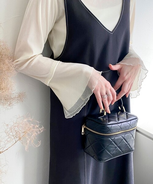 fredy emue（フレディエミュ）の「シアーベロア袖チュールプルオーバー（Tシャツ/カットソー・レディース・ブラック/グレー/オフホワイト・38）」の8枚目の写真