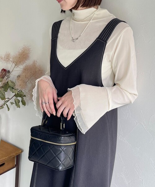 fredy emue（フレディエミュ）の「シアーベロア袖チュールプルオーバー（Tシャツ/カットソー・レディース・ブラック/グレー/オフホワイト・38）」の9枚目の写真