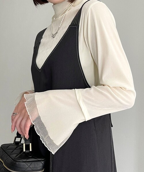 fredy emue（フレディエミュ）の「シアーベロア袖チュールプルオーバー（Tシャツ/カットソー・レディース・ブラック/グレー/オフホワイト・38）」の11枚目の写真