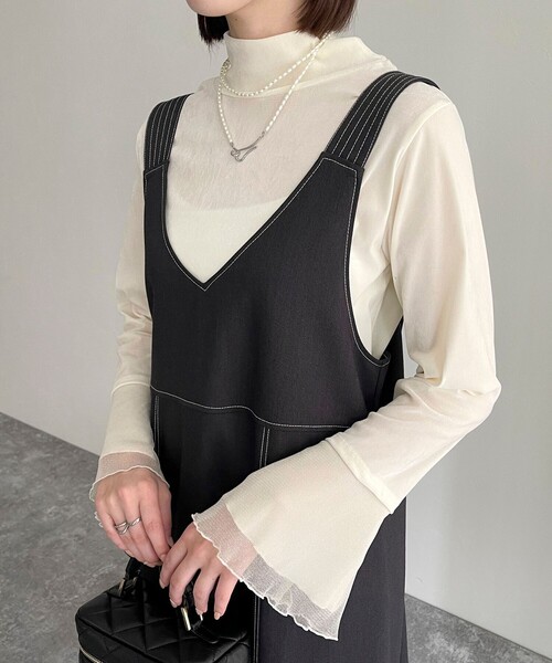 fredy emue（フレディエミュ）の「シアーベロア袖チュールプルオーバー（Tシャツ/カットソー・レディース・ブラック/グレー/オフホワイト・38）」の12枚目の写真