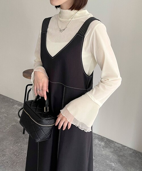 fredy emue（フレディエミュ）の「シアーベロア袖チュールプルオーバー（Tシャツ/カットソー・レディース・ブラック/グレー/オフホワイト・38）」の13枚目の写真