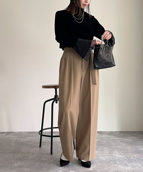 fredy emue（フレディエミュ）の「シアーベロア袖チュールプルオーバー（Tシャツ/カットソー・レディース・ブラック/グレー/オフホワイト・38）」の19枚目の写真