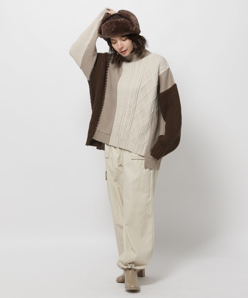 niko and（ニコアンド）の「ニットドッキング裏毛プルオーバー