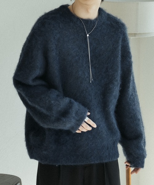 epnok(エプノック)の「ウールブレンドメランジシャギールーズニット(ニット/セーター・メンズ・レッド/ネイビー/ダークグレー・LARGE/MEDIUM/SMALL)」の2枚目の写真