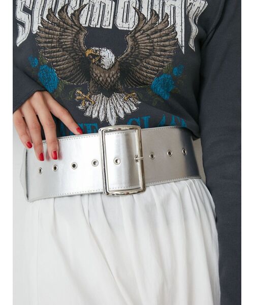 jouetie（ジュエティ）の「ワイドハトメベルト（ベルト・レディース・ブラック/シルバー・FREE）」の4枚目の写真