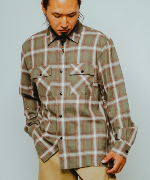 BIG MIKE(ビッグマイク)の「BIG MIKE ビックマイク / 26春夏新作 オンブレチェック ライトネルシャツ //// 102615100 102615101 102615102 102615103 102515007 102335700(シャツ/ブラウス・メンズ・ブラック×レッド/ブラック×ホワイト/サンドベージュ/ミント/パープル/ホワイト×グリーン/ネイビー×ホワイト/グレー×ホワイト/ホワイト×ブラック・MEDIUM/LARGE/X-LARGE/XX-LARGE)」の14枚目の写真