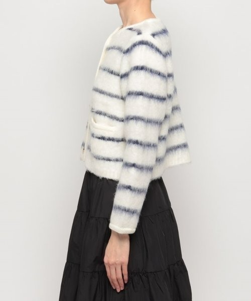 新品タグ付き　allureville　カーディガン ブラッシュボーダージャガード allureville｜ブラッシュボーダージャガード カーディガン