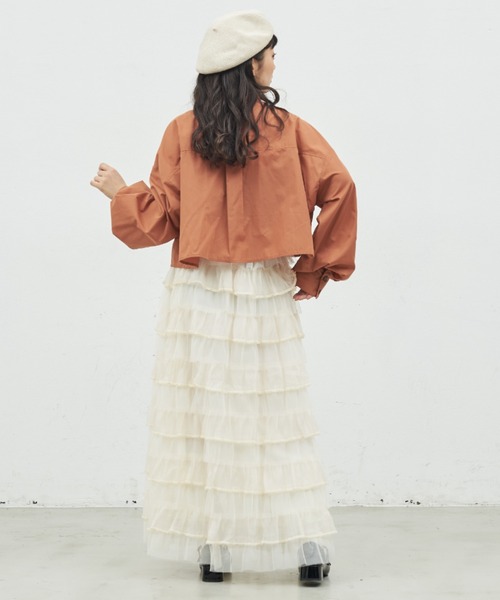 MERLOT（メルロー）の「チュールフリルティアードスカート（スカート・レディース・ホワイト/ブラック・FREE）」の7枚目の写真