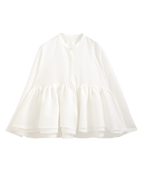 O.S.K（オーエスケー）の「[O.S.K]ギャザー ブラウス（シャツ/ブラウス・レディース・ブラック/ホワイト・L/M）」の4枚目の写真