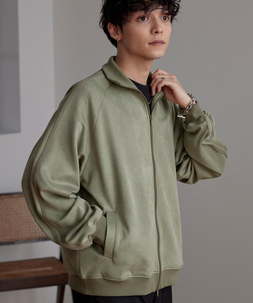 MONO-MART（モノマート）の「ルーズブラッシュドトラックジャケット（ジャージ・メンズ・ブラック/ネイビー/アイボリー/ライトカーキ・S/M/L）」の4枚目の写真