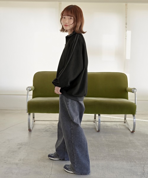 MONO-MART（モノマート）の「ルーズブラッシュドトラックジャケット（ジャージ・メンズ・ブラック/ネイビー/アイボリー/ライトカーキ・S/M/L）」の16枚目の写真