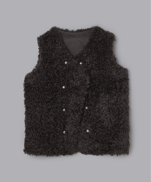 Olu.（オルドット）の「カーリングボアジレ（ベスト・レディース・グレー/チャコールグレー/アイボリー・FREE）」の13枚目の写真