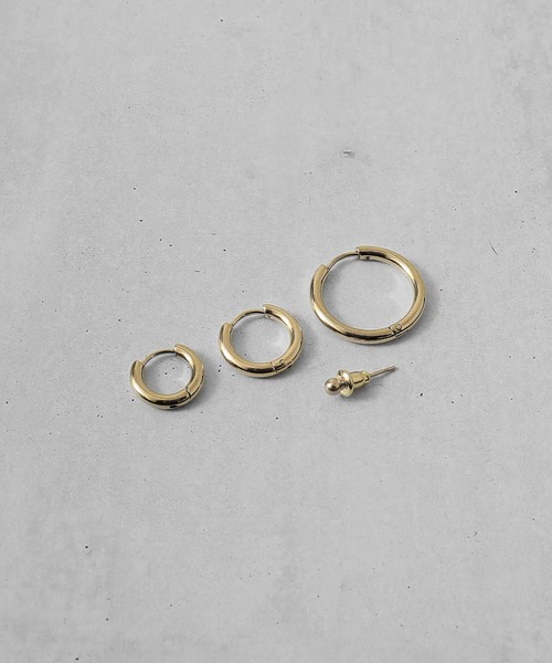 Diliraba(ディリラバ)の「Diliraba 4点セット ポスト316 アレルギー対応 ステンレス フープ ピアス DE9E(ピアス(両耳用)・メンズ・C/D/E/F/S/T/U/V/W/A/H/J/O/Q/X/K/L/M/N/B/G/I/P/R・FREE)」の1枚目の写真