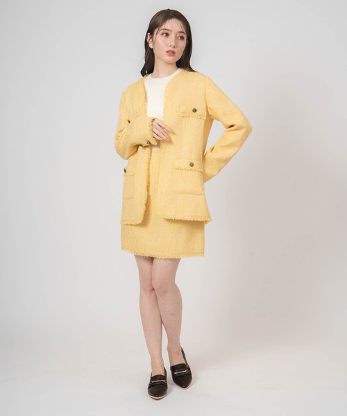 NOELA(ノエラ)の「ツイードセットアップ(ノーカラージャケット・レディース・ライトグリーン/グレー/イエロー・S/M)」の11枚目の写真
