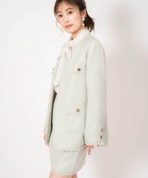 NOELA(ノエラ)の「ツイードセットアップ(ノーカラージャケット・レディース・ライトグリーン/グレー/イエロー・S/M)」の18枚目の写真