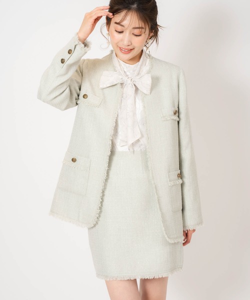NOELA(ノエラ)の「ツイードセットアップ(ノーカラージャケット・レディース・ライトグリーン/グレー/イエロー・S/M)」の19枚目の写真