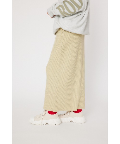 RODEO CROWNS WIDE BOWL（ロデオクラウンズワイドボウル）の「メタリック リブニット スカート（スカート・レディース・杢グレー/ライトイエロー/チャコールグレー・FREE）」の5枚目の写真