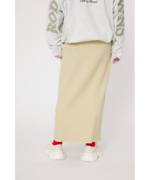 RODEO CROWNS WIDE BOWL（ロデオクラウンズワイドボウル）の「メタリック リブニット スカート（スカート・レディース・杢グレー/ライトイエロー/チャコールグレー・FREE）」の6枚目の写真