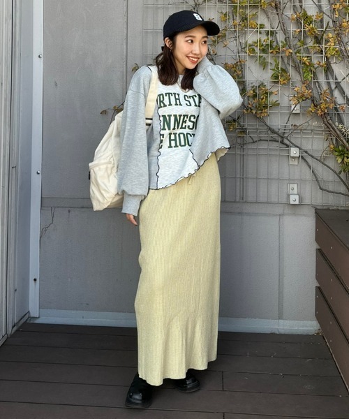 RODEO CROWNS WIDE BOWL（ロデオクラウンズワイドボウル）の「メタリック リブニット スカート（スカート・レディース・杢グレー/ライトイエロー/チャコールグレー・FREE）」の15枚目の写真