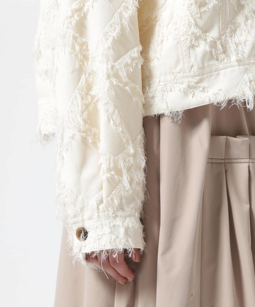 DROIT BELLO(ドロイトベロ)の「DROIT BELLO(ドロイトベロ)カットジャガードシャツジャケット(その他アウター・レディース・ブラック/アイボリー・F)」の12枚目の写真