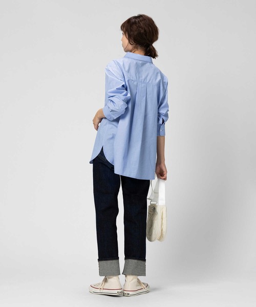 BACK NUMBER（バックナンバー）の「【BACK NUMBER】ブロードレギュラー長袖シャツ（シャツ/ブラウス・レディース・ホワイト×ブルー/ホワイト×ネイビー・M/L）」の6枚目の写真