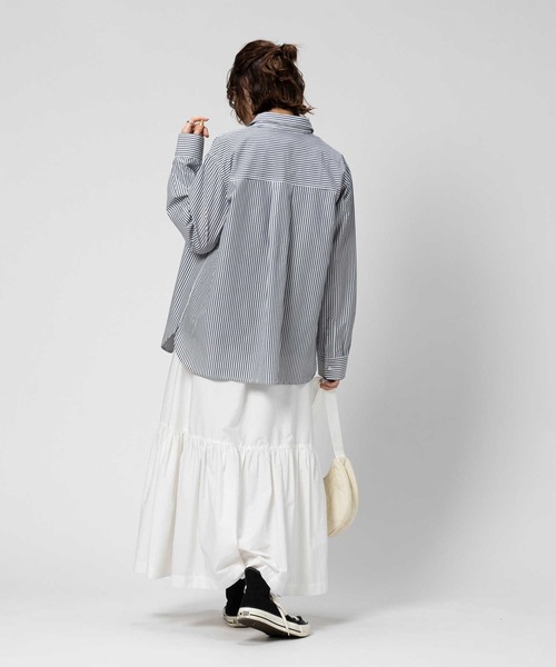 BACK NUMBER（バックナンバー）の「【BACK NUMBER】ブロードレギュラー長袖シャツ（シャツ/ブラウス・レディース・ホワイト×ブルー/ホワイト×ネイビー・M/L）」の9枚目の写真