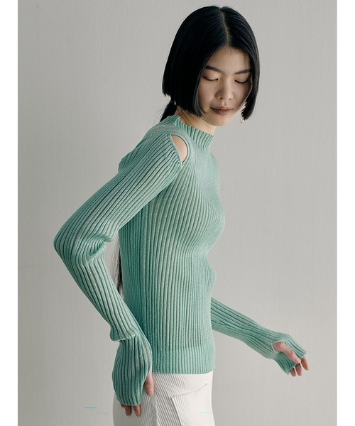 SORIN（ソリン　）の「Sheer Lame Rib Top（ニット/セーター・レディース・ミント/ブラック/シルバー・38）」の15枚目の写真