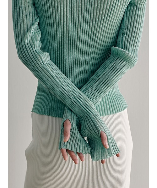 SORIN（ソリン　）の「Sheer Lame Rib Top（ニット/セーター・レディース・ミント/ブラック/シルバー・38）」の17枚目の写真