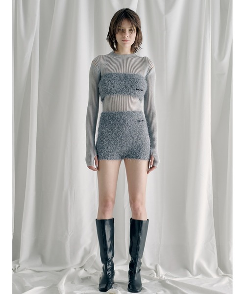 SORIN（ソリン　）の「Sheer Lame Rib Top（ニット/セーター・レディース・ミント/ブラック/シルバー・38）」の7枚目の写真