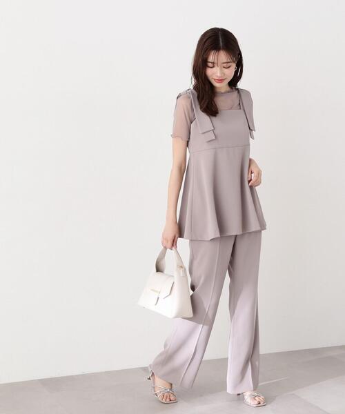 ボウエーbow.a マーガレットチュニック　ノースリーブペプラムブラウス　ピンク PROPORTION BODY DRESSING（プロポーションボディドレッシング